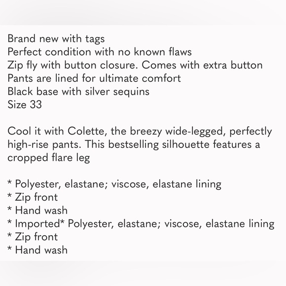 NWT Anthropologie Maeve The Colette Cropped Wide-Leg Sequin Pants - Picture 14 of 14